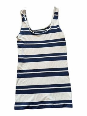 NUX Active Gray and Blue Striped Tank Top Women’s Size Medium Athletic Wear